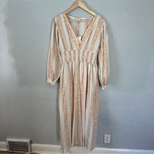 Mille Camille Mumbai Stripe Long Sleeve Printed Floral Maxi Dress NEW NWT Small